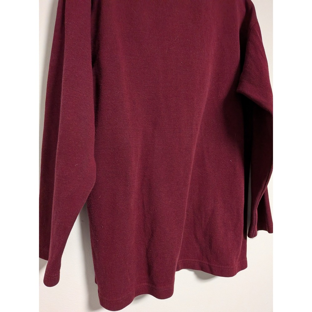 Van Heusen Mens Small Burgundy Ribbed Cotton Long Sleeve‎ Shirt Grey Stripe Crew - Picture 7 of 12